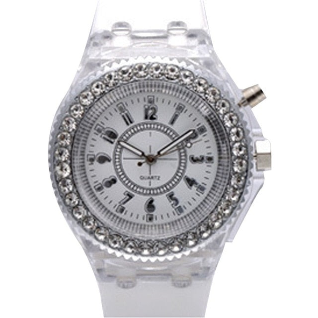 Led Flash Luminous Watches Personality Trends Students Lovers Jellies Woman Men's Watches 7 color Light WristWatch Kids