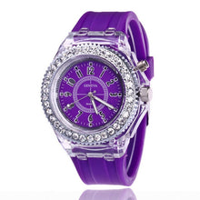 Cargar imagen en el visor de la galería, Led Flash Luminous Watches Personality Trends Students Lovers Jellies Woman Men&#39;s Watches 7 color Light WristWatch Kids

