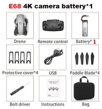 Cargar imagen en el visor de la galería, LSRC 2020 E68pro Mini Drone HD 4K 1080P WiFi FPV Camera Drones Height Hold Mode RC Foldable Quadcopter Dron Boy Toy Gift
