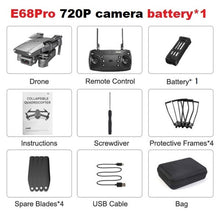 Cargar imagen en el visor de la galería, LSRC 2020 E68pro Mini Drone HD 4K 1080P WiFi FPV Camera Drones Height Hold Mode RC Foldable Quadcopter Dron Boy Toy Gift
