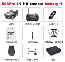 Cargar imagen en el visor de la galería, LSRC 2020 E68pro Mini Drone HD 4K 1080P WiFi FPV Camera Drones Height Hold Mode RC Foldable Quadcopter Dron Boy Toy Gift

