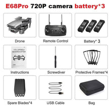 Cargar imagen en el visor de la galería, LSRC 2020 E68pro Mini Drone HD 4K 1080P WiFi FPV Camera Drones Height Hold Mode RC Foldable Quadcopter Dron Boy Toy Gift
