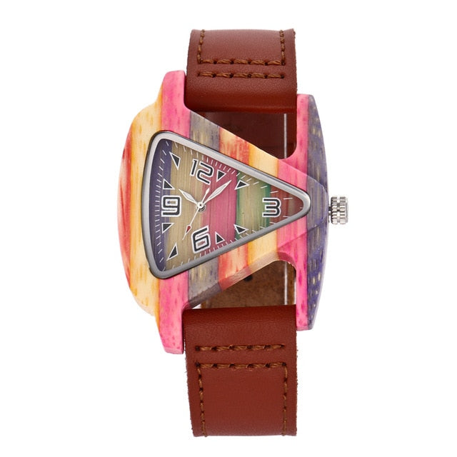 ALK Women Wooden Watch Ladies Quartz Watches Female Male Bamboo Leather Strap Wristwatch Unisex Wood Clock Dropshipping