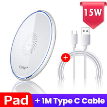 Cargar imagen en el visor de la galería, Essager 15W Qi Wireless Charger For iPhone 11 Pro Xs Max X Xr 8 Induction Fast Wireless Charging Pad For Samsung S20 Xiaomi mi 9
